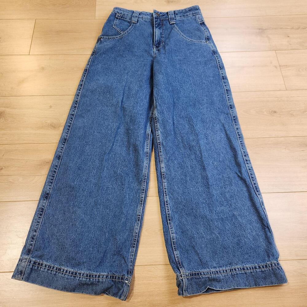 ALAB Baggy Wide Leg Jeans Womens 26x31 Analog Blue Embroidered Denim Y2K